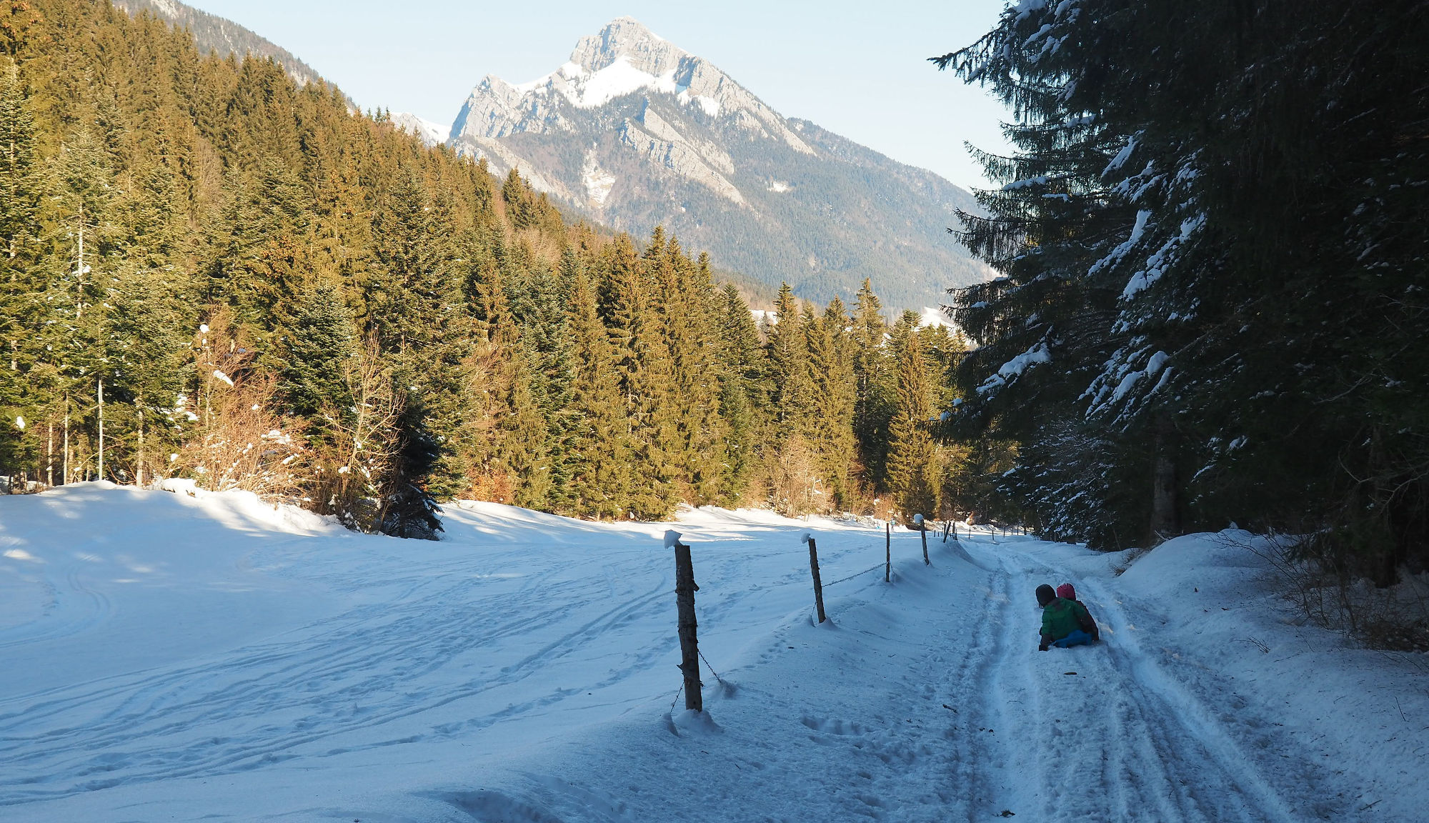 Luge avec le Grand Som en fond de paysage