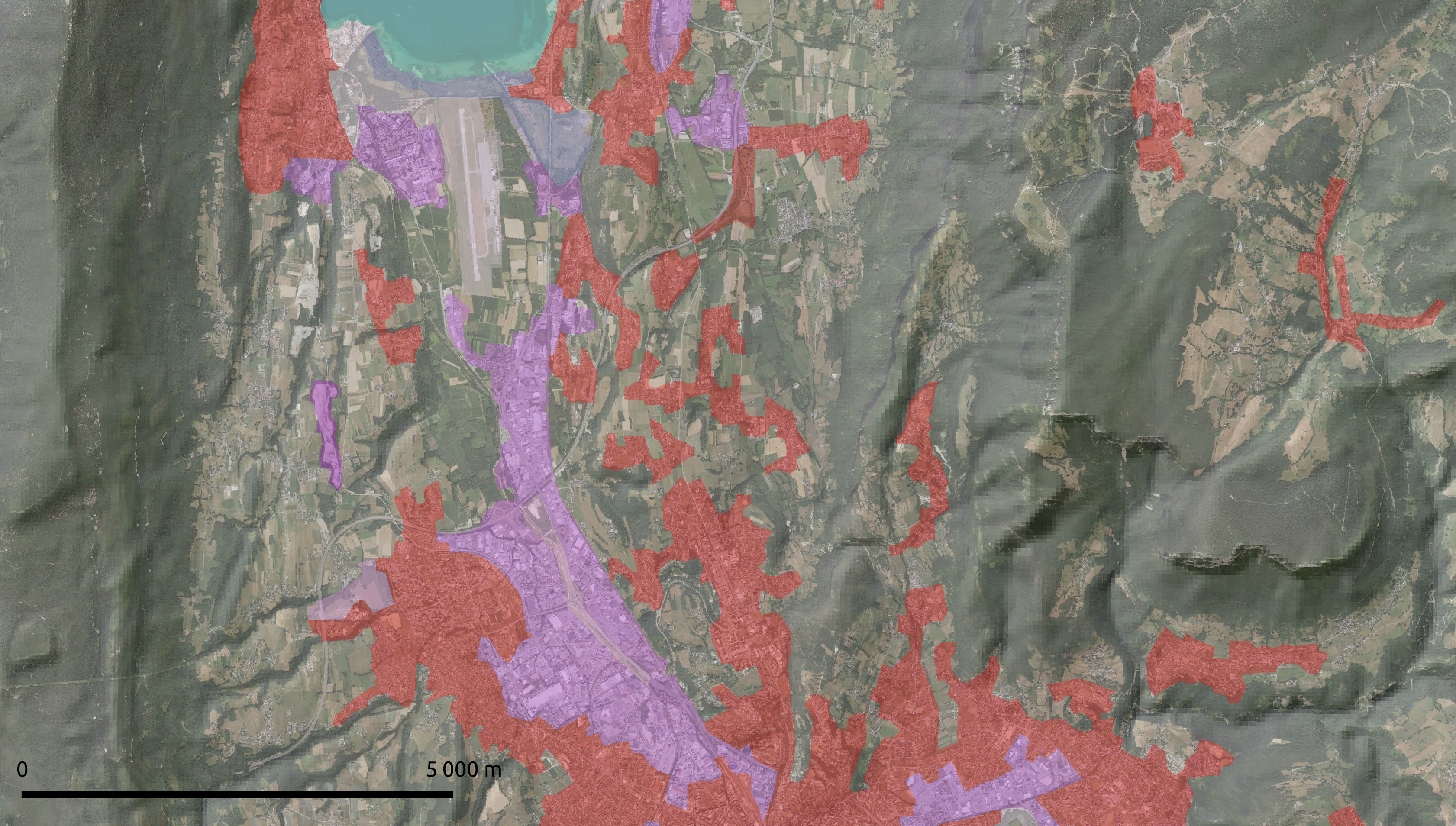 zones artificialisées plaine de la Leysse